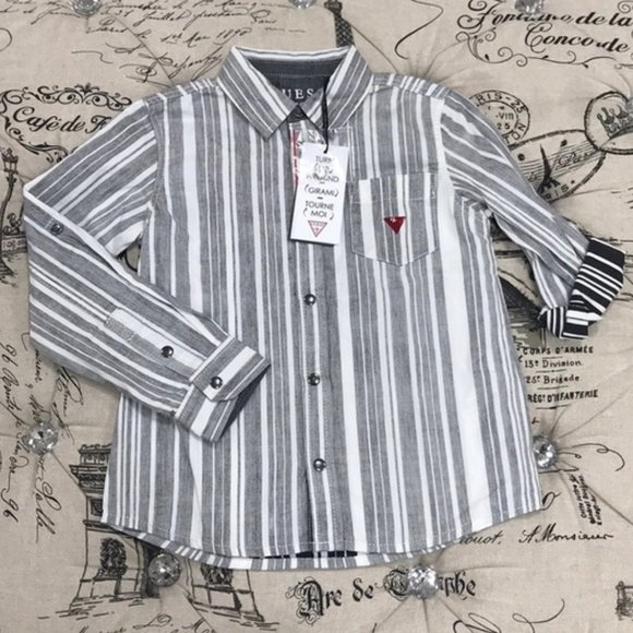 Guess Stripe Poplin Adjust LS Shirt - Picture 2 of 8